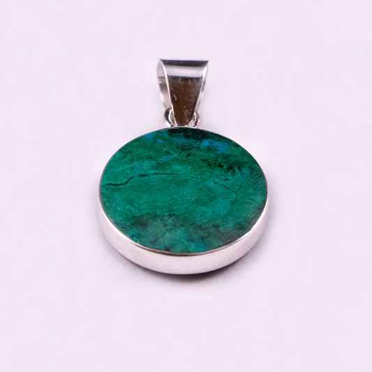 Large Round Reversible Pendant (Chrysocolla / Sodalite)