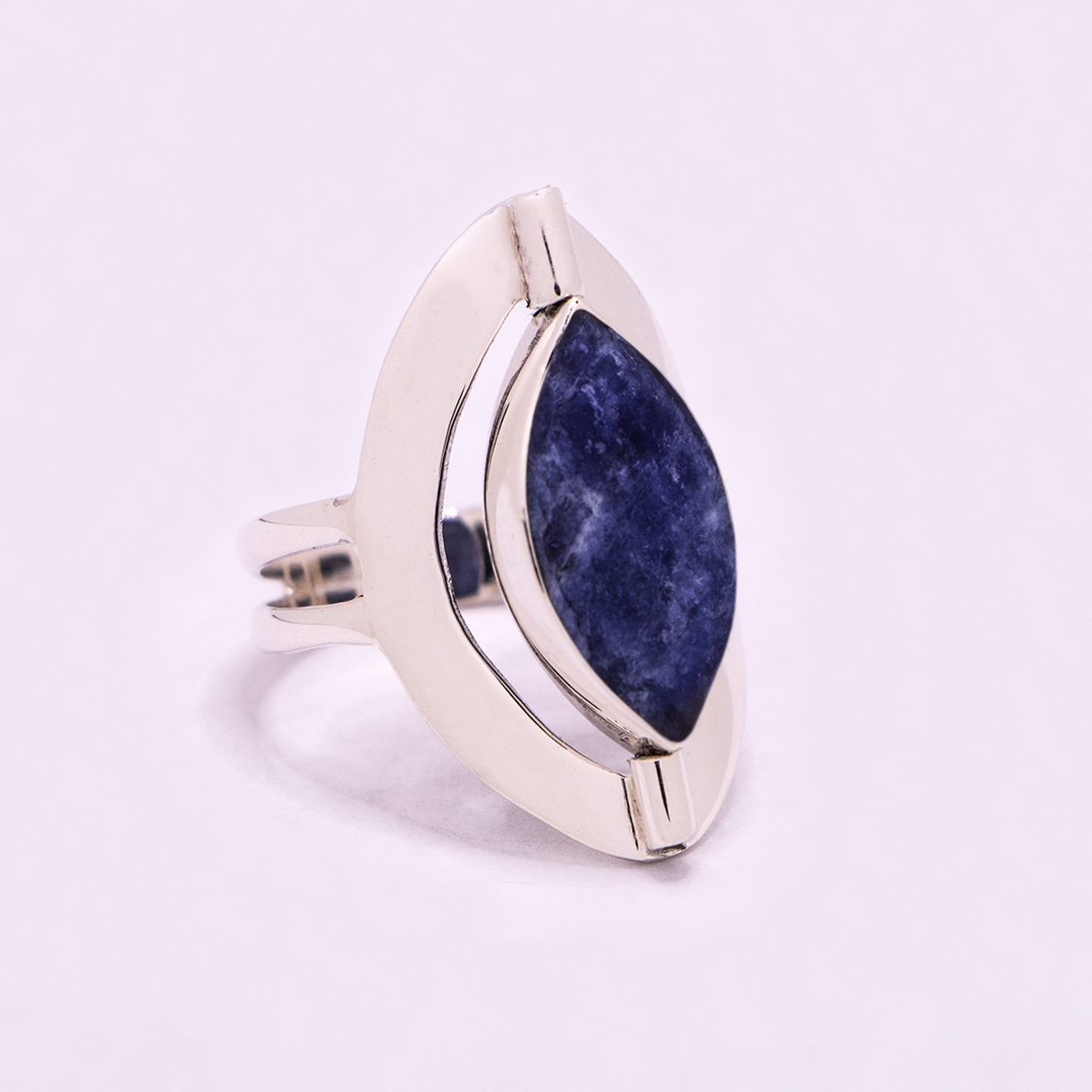 Large Marquise Reversible Ring (Chrysocolla / Sodalite)