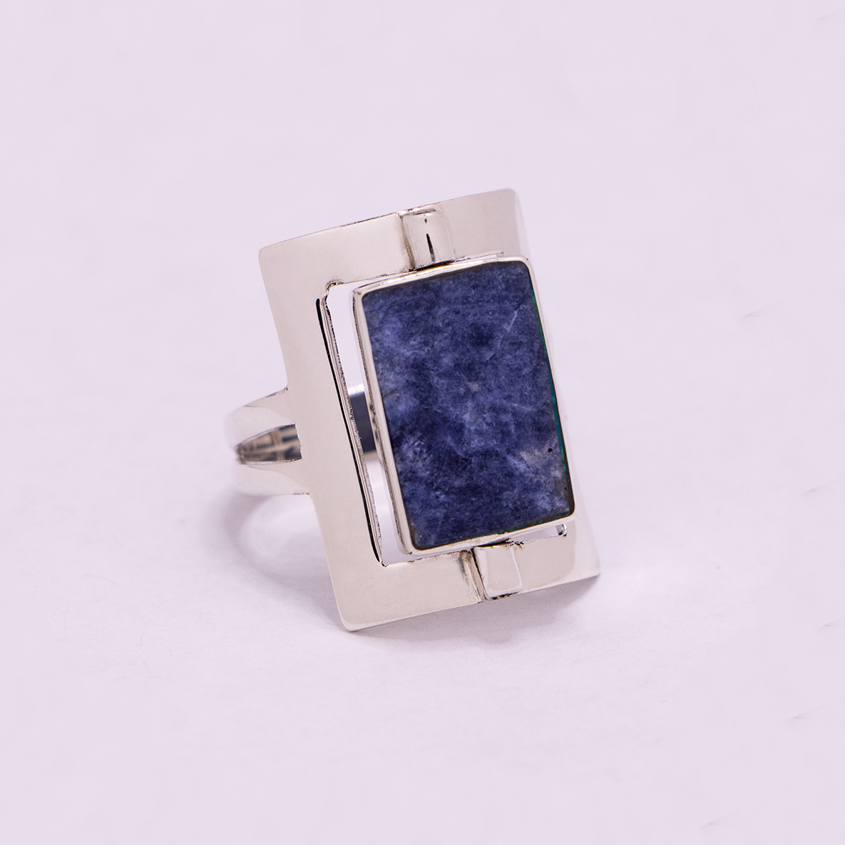 Large Rectangular Reversible Ring (Mother of Pearl / Sodalite)