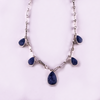 5-Stone Reversible Teardrop Necklace (Mother of Pearl / Sodalite)